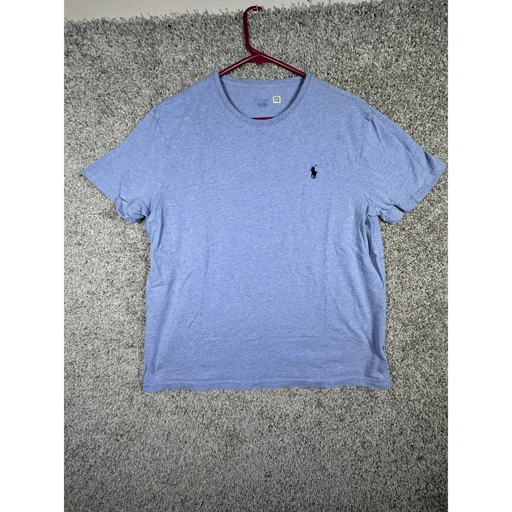 Ralph Lauren Standard Fit Jersey Crew Neck T Shirt L Blue Logo Casual‎ Cotton